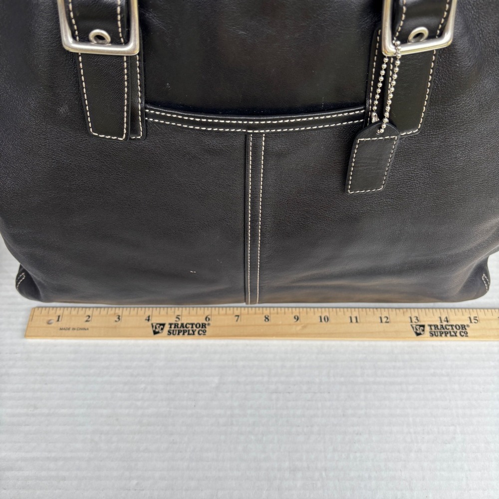 Coach Hampton Black Leather Tote Bag Buckle Straps 5246 Womens - Picture 4 of 14